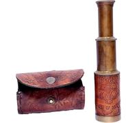 Solid brass High-magnification Beautiful Cylindrical Functional Antique Telescope Nautical Spyglass with Leather Brown Case Telescope Authentic Gifts