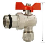 Solid Brass Isolation Valve for 16mm Inner 20mm Outer Aluminum Pipe G3/4 Thread Full Bore Ball Design Anti Drip Safety Technology Basin Shower Arm Diverter Valve Red Blue Handle 7x5x9cm(F)