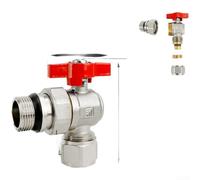 Solid Brass Isolation Valve for 16mm Inner 20mm Outer Aluminum Pipe G3/4 Thread Full Bore Ball Design Anti Drip Safety Technology Basin Shower Arm Diverter Valve Red Blue Handle 7x5x9cm(B)