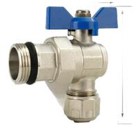 Solid Brass Isolation Valve for 16mm Inner 20mm Outer Aluminum Pipe G3/4 Thread Full Bore Ball Design Anti Drip Safety Technology Basin Shower Arm Diverter Valve Red Blue Handle 7x5x9cm(E)
