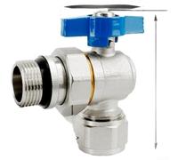 Solid Brass Isolation Valve for 16mm Inner 20mm Outer Aluminum Pipe G3/4 Thread Full Bore Ball Design Anti Drip Safety Technology Basin Shower Arm Diverter Valve Red Blue Handle 7x5x9cm(A)