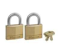 Solid-Brass Keyed Padlocks, 2-Pack, 1-9/16 In. - 140T