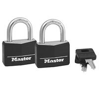 Solid-Brass Keyed Padlocks, Black Covered Key Head, 2-Pack, 1-9/16 in. -141T