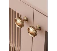 Solid Brass Kitchen Cabinet Handle Bright PVD Gold Furniture Pull Wardrobe Dresser Drawer Knob(Knob-31mm)
