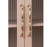 Solid Brass Kitchen Cabinet Handle Bright PVD Gold Furniture Pull Wardrobe Dresser Drawer Knob(Pitch-row-160mm)