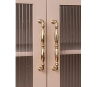 Solid Brass Kitchen Cabinet Handle Bright PVD Gold Furniture Pull Wardrobe Dresser Drawer Knob(Pitch-row-160mm)