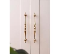 Solid Brass Kitchen Cabinet Handles Copper Wardrobe Pulls PVD Gold Furniture Handle Dresser Drawer Knobs(Pitch-row-160mm)