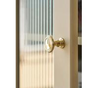 Solid Brass Kitchen Cabinets Handles PVD Gold Drawer Knob Wardrobe Dresser Cabinet Pull Furniture Hardware Accessories(Knob-32mm)