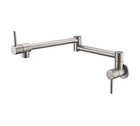 Solid Brass Kitchen Faucet Single Hole Cold Water Tap Wall Mounted Commercial Grade Foldable Exble Double Jointed Arms for Versatile Use