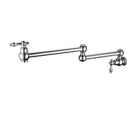 Solid Brass Kitchen Faucet Wall-Mounted Sink Tap Extendable Double Handle Pull-Down Chrome Finish Modern Design for Easy Kitchen Upgrades and Stylish