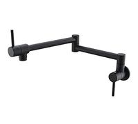 Solid Brass Kitchen Faucet with Single Hole Wall Mounted Commercial Grade Foldable Extendable Double Jointed Arms for Cold Water Supply