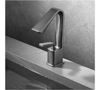 Solid Brass Kitchen Sink Faucetsingle Handle Mixer Tap Cold & Hot Modern Design in White Brushed Gold & Black Finish for Bathroom Or Kitchen Use,Gris-A