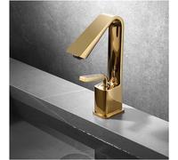 Solid Brass Kitchen Sink Faucetsingle Handle Mixer Tap Cold & Hot Modern Design in White Brushed Gold & Black Finish for Bathroom Or Kitchen Use,Golden-A
