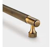 Solid Brass Knurled Bar Handles by Pushka Home Modern Antique Gold Finish for Door, Cabinet, Wardrobe, Drawers (224mm Hole Centre, Antique Gold)