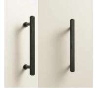 Solid Brass Knurled Diamond Cut Pattern Kitchen Knobs Wardrobe Door Drawer T-bar Long Pull Free Base Matt Brass Black(CH056-BLK-128164)