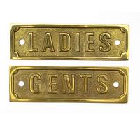 Solid Brass LADIES/GENTS Signs (9cm x 3cm) (LADIES and GENTS)