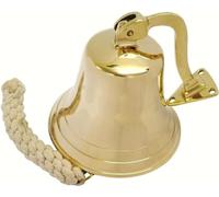 Solid Brass Large 6" / 15 cm, Nautical Hanging Ship Bell, Pub Bell Last orders, Traditional wall mounted Bell, Brass Bell with durable rope, home bar bell, School Dinner Bell, Door Bell