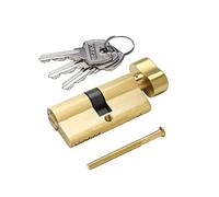 Solid Brass Lock Cylinder with 3 Brass Keys 63mm Andersen Lock Cylinder Storm Door Lock Cylinder Replacement Door Cylinder Brushed Brass Cylinder Lock for Storage Unit Security Door Locks