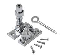 Solid Brass Locking Brighton Sash Window Fastener with Screws & Key - Chrome Finish