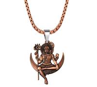 Solid Brass Lord Shiva Pendant Necklace With 22 Inch Box Stainless Steel Chain - Hindu God Amulet for Protection & Devotion-Mahadev Amulet Jewelry for Men & Women By Indian Collectible