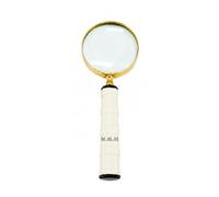 Solid Brass Magnifying Glass with Beautiful White Handle, 5X Portable Handheld Magnifier for Science, Reading Book, Inspection Coins, Rocks, Map