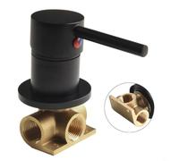 Solid Brass Manual Mixer Valve Featuring Single Lever Operation And Integrated On Off Valves For Easy Temperature Control In Round Concealed Wall Mounted Shower Setup With Chrome Finish(Black)