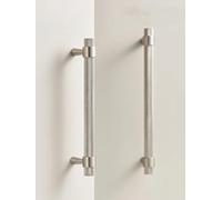 Solid Brass Matte Nickel Brushed Silver Knurled Kitchen Cabinet Knobs Single Hole Handle T-bar Wardrobe Door Drawer Pull(CH016-BN-160192)