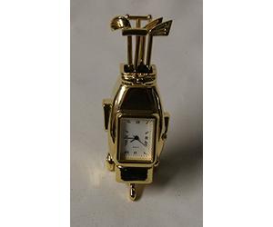 Solid Brass Miniature Golf Cart Bag & Clubs Clock Leonardo Collection lp7781 BNIB