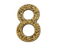 Solid Brass Number 8 Door Plaque Sign - Hammered Antique Finish House Number Plate with Fixing Screws for Front Doors, Homes, Offices, Hotels, Apartments, Business Premises & Building Identification