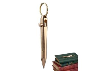 Solid Brass Pen - Compact Signature Writer, Pocket-Sized Travel Ball Point | Short Paragraph Mini Pen for Notebooks, Delicate Bolt Action Writing Musical Instrument, Everyday Premium Portable Pen