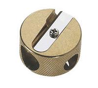 Solid Brass Pencil Sharpener Round Circular Double Barrel Heavy Duty Sharpener 5113 (Dual Hole Round Style)