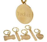 Solid Brass Personalized Dog Tags, Deep Engraved Pet ID Tag for Dogs and Cats, Heavy Duty Extra Thick Custom Name & Phone Number, Never Wear Off, Gift for Pets, 2 Polishing Pads Included (Round)