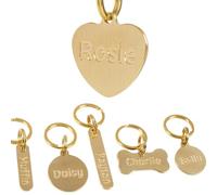 Solid Brass Personalized Dog Tags, Deep Engraved Pet ID Tag for Dogs and Cats, Heavy Duty Extra Thick Custom Name & Phone Number, Never Wear Off, Gift for Pets, 2 Polishing Pads Included (Heart)