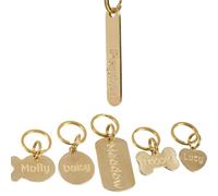 Solid Brass Personalized Dog Tags, Deep Engraved Pet ID Tag for Dogs and Cats, Heavy Duty Extra Thick Custom Name & Phone Number, Never Wear Off, Gift for Pets, 2 Polishing Pads Included (Long)