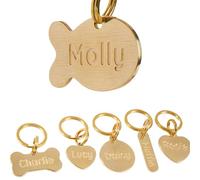 Solid Brass Personalized Dog Tags, Deep Engraved Pet ID Tag for Dogs and Cats, Heavy Duty Extra Thick Custom Name & Phone Number, Never Wear Off, Gift for Pets, 2 Polishing Pads Included (Fish)