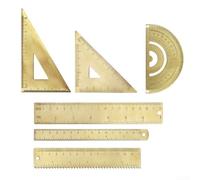Solid Brass Protractor Ruler for Drafting Drawing(D) | Solid brass construction, wear-resistant, straight edges, clear metric- for imperial scales, for durable design