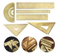 Solid Brass Protractor Ruler for Drafting Drawing(F) | Solid brass construction, wear-resistant, straight edges, clear metric- for imperial scales, for durable design