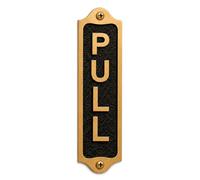Solid Brass Pull Door Sign Plaque Black & Gold Finish Vertical Plate for Entrance Doors Shops Offices Restaurants Hotels Public Buildings Wayfinding Identification Signage(PULL)