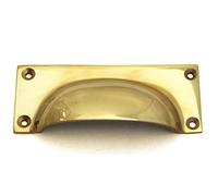 Solid Brass Rectangular Drawer Pull/Cupboard Door Handle (10cm)