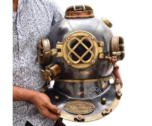 Solid Brass Scuba Diving Helmat, Decorative Diving Helmat Us Navy Mark V Deep Sea Marine Dive Antique Scuba Sea Diver Vintage Marine Divers Helmet 18 NEOARY