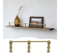 Solid Brass Shelf Guard Rail Set for Wooden Shelves, 33in Fence with 3 Posts & Screws, Customizable Shelf Safety Rails for Secure Storage