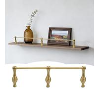 Solid Brass Shelf Guard Rail Set for Wooden Shelves, 33in Fence with 3 Posts & Screws, Customizable Shelf Safety Rails for Secure Storage