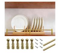 Solid Brass Shelf Guardrail, 12 24 36in Gold Rail Kit, 2 Pcs Heavy-Duty Anti-Fall Railing for Home Kitchen Cabinet Bookshelf Wine Storage(A,54cm/21.3in)