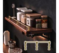 Solid Brass Shelf Rail 10 16 20 24in, Floating Shelf & Kitchen Cabinet Rod | Antique Gallery Cabinet Shelf Guard Rail with 3 Posts, Hanging Display Shelf Support Posts(Style C,25in(64cm))