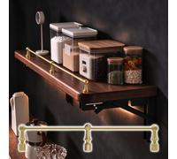 Solid Brass Shelf Rail 10 16 20 24in, Floating Shelf & Kitchen Cabinet Rod | Antique Gallery Cabinet Shelf Guard Rail with 3 Posts, Hanging Display Shelf Support Posts(Style A,28in(71cm))