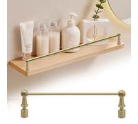Solid Brass Shelf Rail for Bedroom/Shower/Toilet, Decorative Guardrails with Spindles Supports and Screws, Tipping Rails for Shelves Antique Gold(A,29.5inch/75cm)