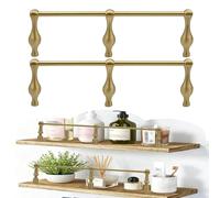 Solid Brass Shelf Railing Bar for Bathroom Rack Shoe, Set of 2 Round Tube Tipping Rails Decorative, Extra Long Prevent Falling Barrier Rod(Style B,20in(51cm))