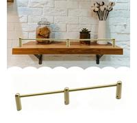 Solid Brass Shelf Railing Hardware for Floating Shelves, Vintage Cabinet Shelf Guard Rail with Support Posts & Screws, Anti-Drop Bookshelves Fence Set(30in(76cm))