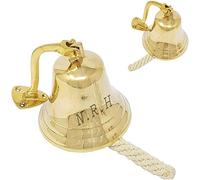 Solid Brass Ship Bell with Rope Pull - Nautical Wall Mount Marine Bell - Vintage Maritime Doorbell for Home, Boat, Bar, Office & Beach House Décor - Loud Ringing Bell for Ceremony & Decorative Use