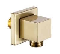 Solid Brass Shower Wall Outlet Square Wall Mounted Supply Elbow G1/2" Union Water Outlet for Shower Hose Connecting, Gold